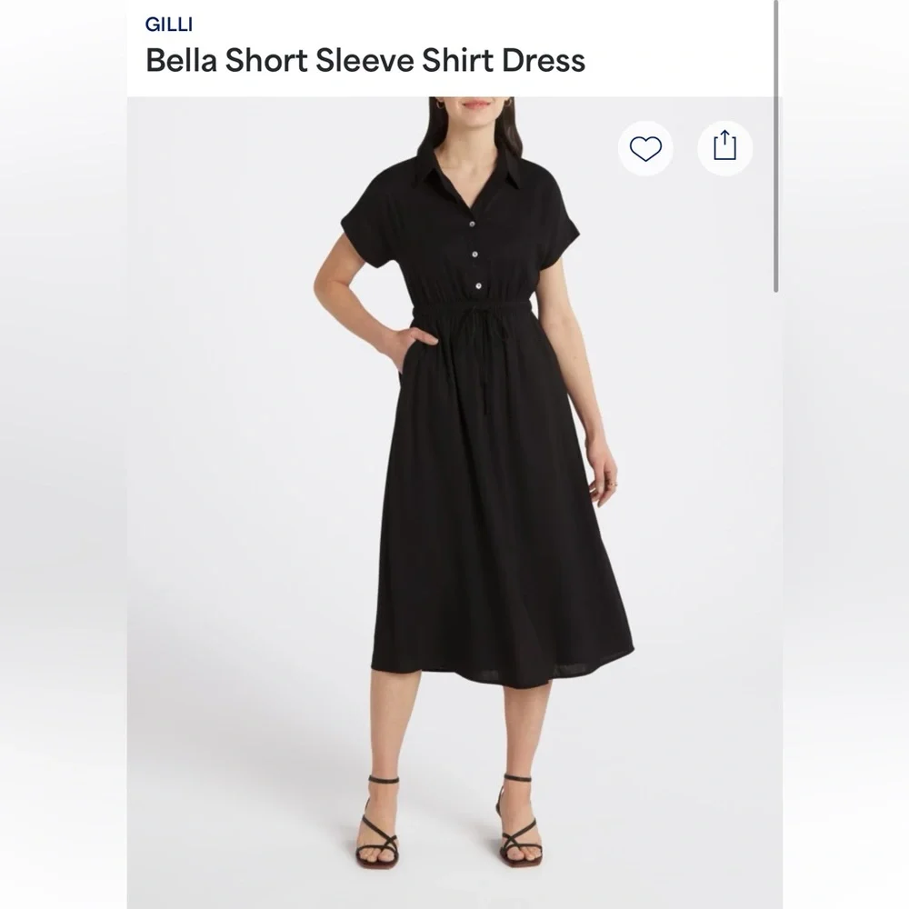 Gilli Black Short Sleeve Shirt Dress Stitch Fix NWT size L